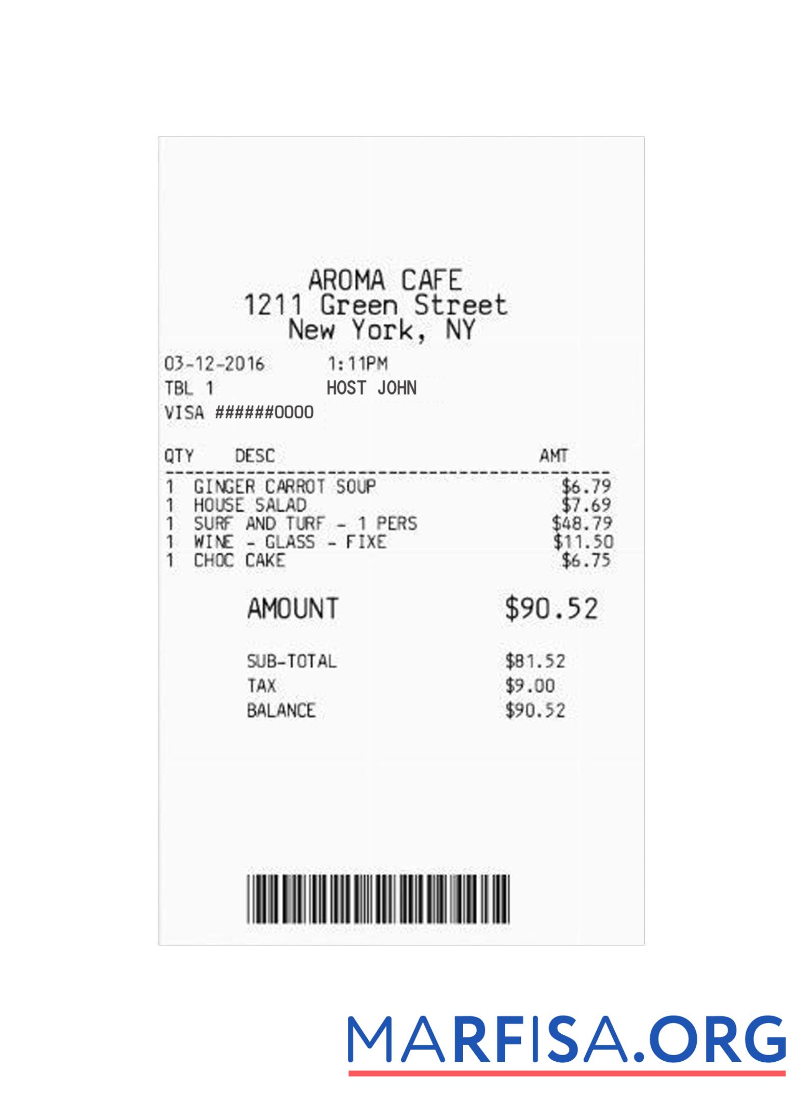 Realistic CAFE payment check real example